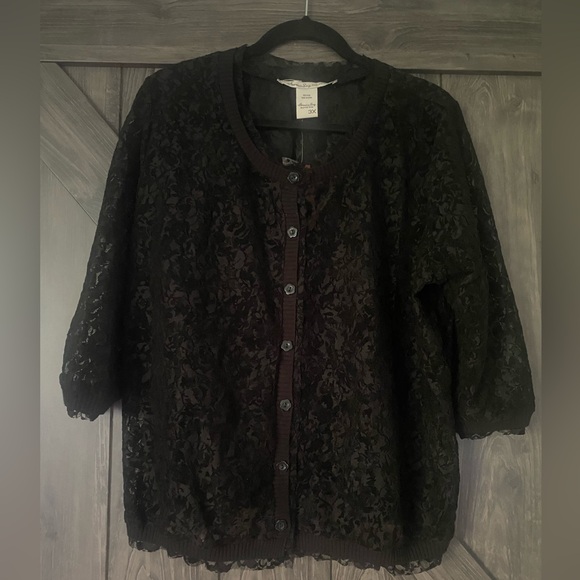 American Rag Classic Black lace 3/4 sleeve cardigan, NWT, sz 3X - Picture 2 of 8